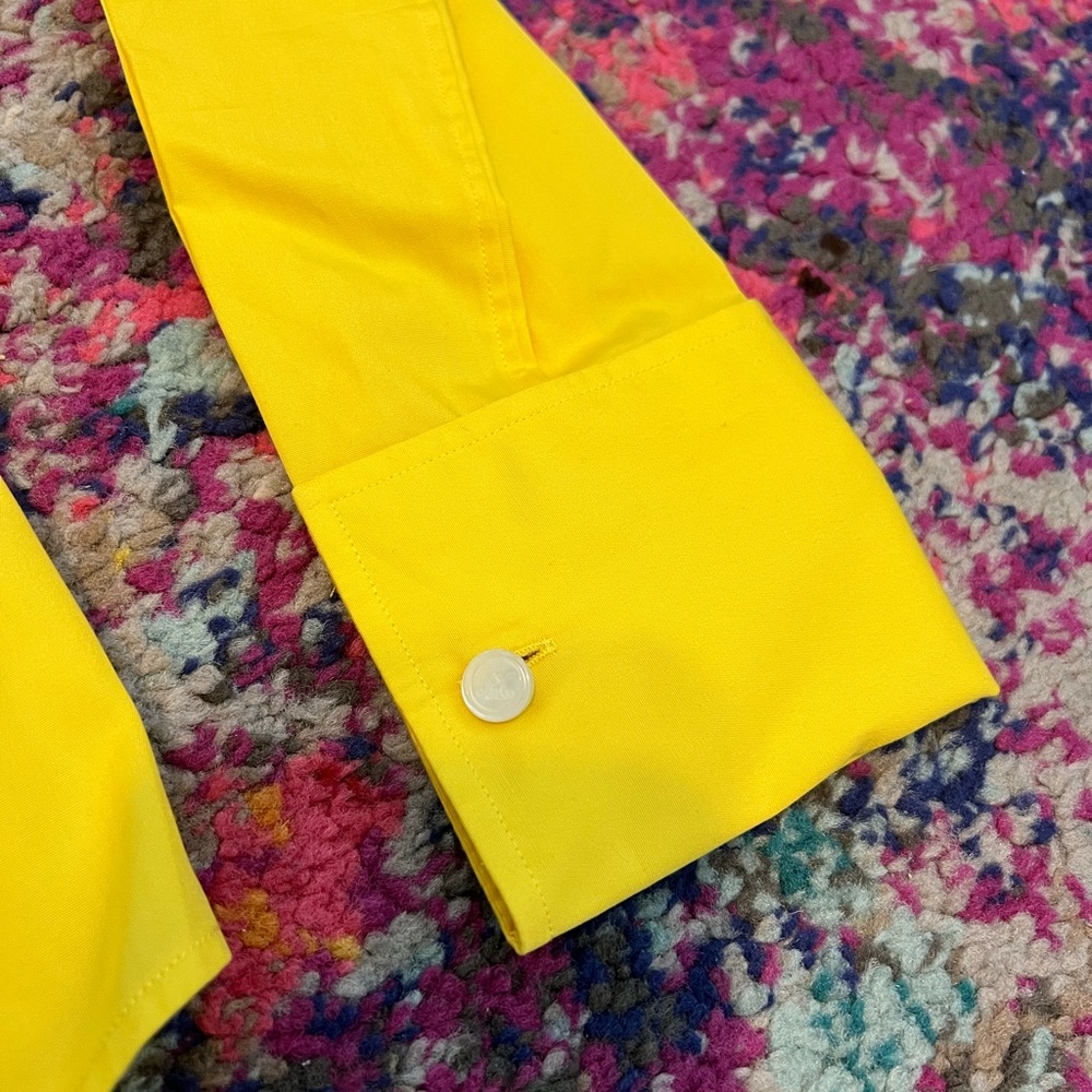 Ralph Lauren Bright Yellow Button Down Shirt Cuff links 2 slim fit - Picture 5 of 9